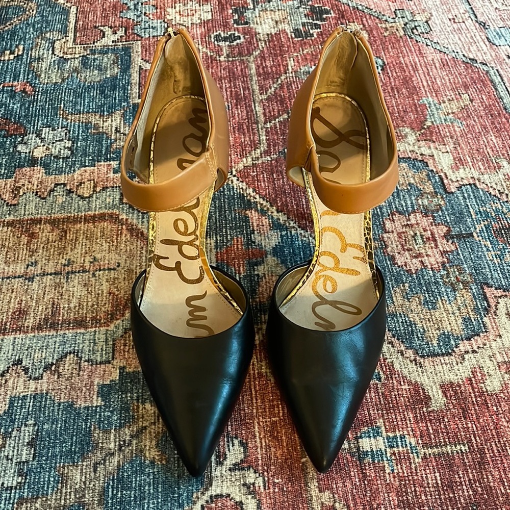Sam Edelman Heels Size 8 Black and Tan Leather